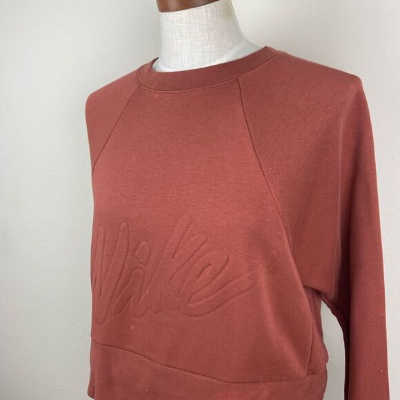 Nike Dri Fit Get Fit Fleece Training Crop Sweatshirt - Burnt Orange - Picture 3 of 7